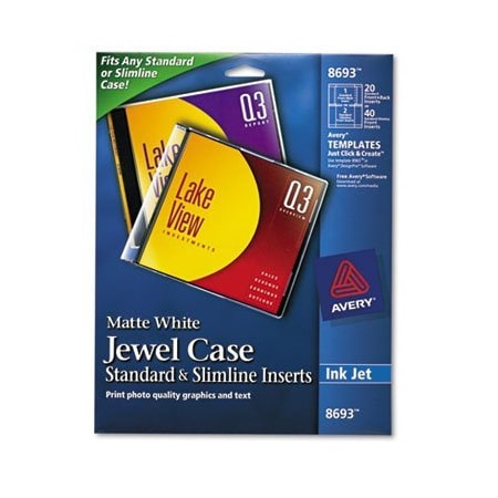 Avery Dennison Avery, Inkjet Cd/dvd Jewel Case Inserts, Matte White, 20PK 8693
